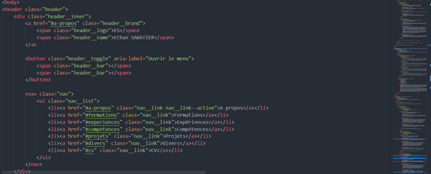 Portfolio web en HTML, CSS et JavaScript